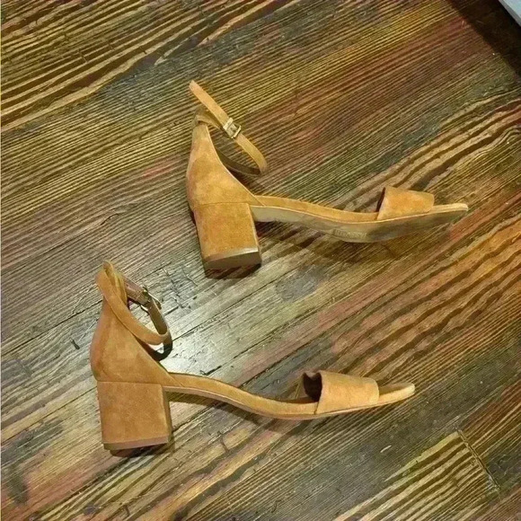 Free People | Brown Suede Block Heel Ankle Strap Marigold Sandals Sz 38 Sz 7.5 - Picture 5 of 9